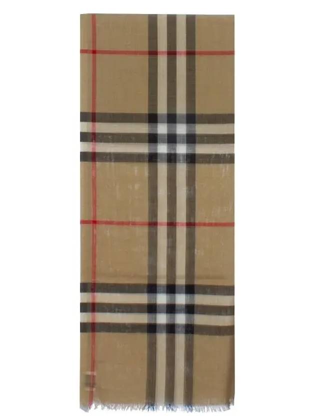 Check Wool Silk Scarf Beige - BURBERRY - BALAAN 2