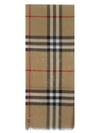 Check Wool Silk Scarf Beige - BURBERRY - BALAAN 2