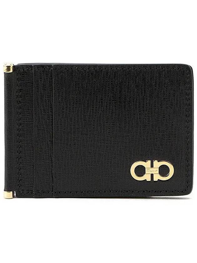 Salvatore Men's Double Gancini Card Wallet Black - SALVATORE FERRAGAMO - BALAAN.