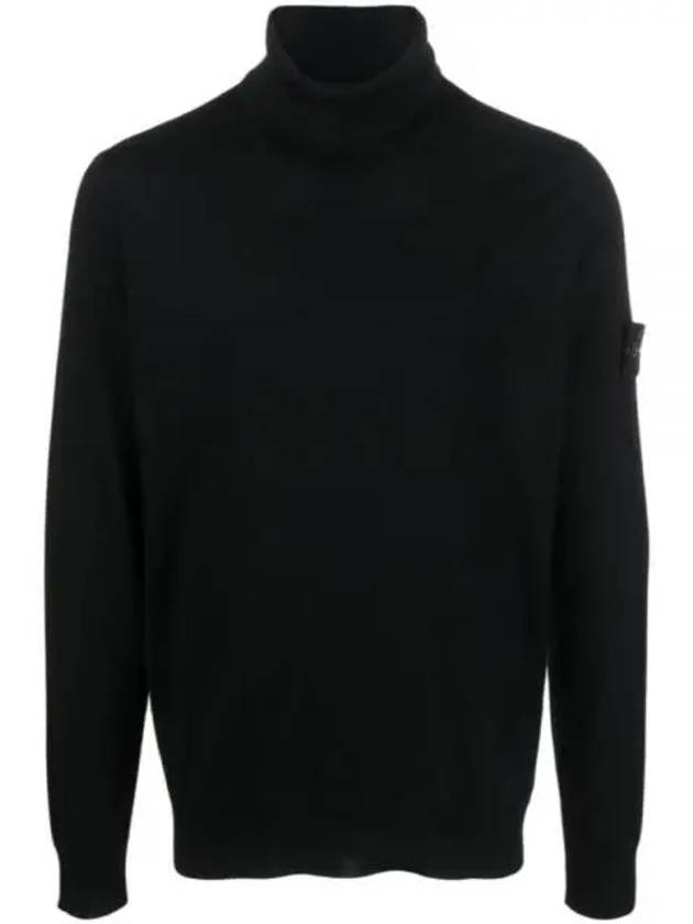 Wappen Patch Virgin Wool Turtleneck Black - STONE ISLAND - BALAAN 2