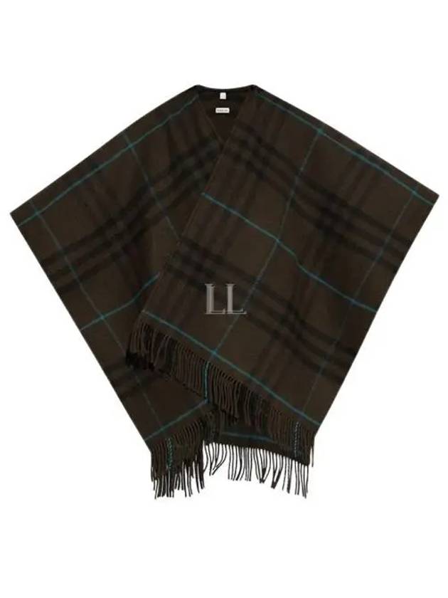 Check Wool Cashmere Cape Dark Brown - BURBERRY - BALAAN 2