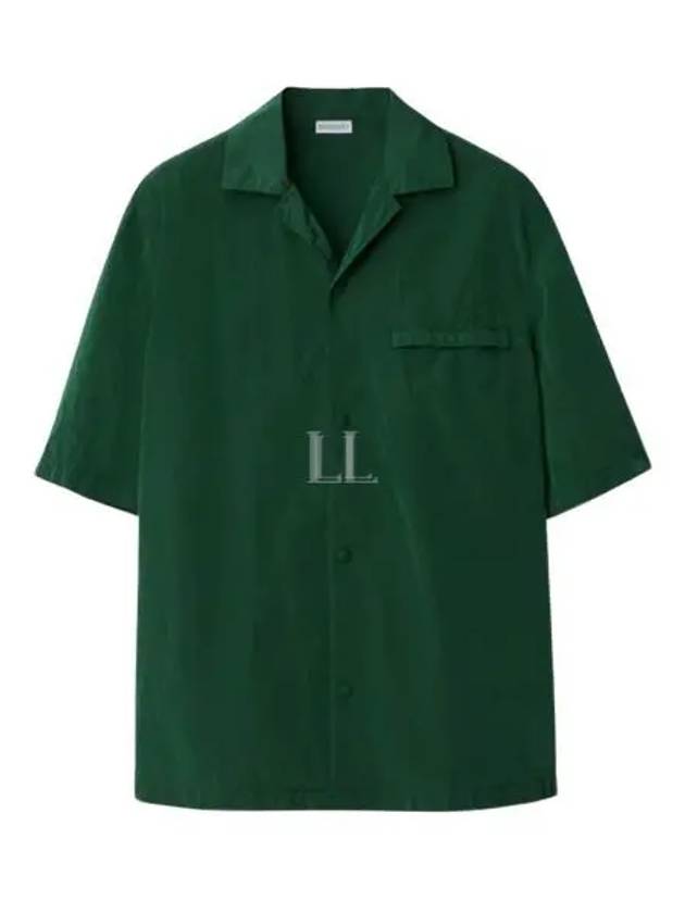 Notched Collar Short Sleeve Shirt Green - BURBERRY - BALAAN 2