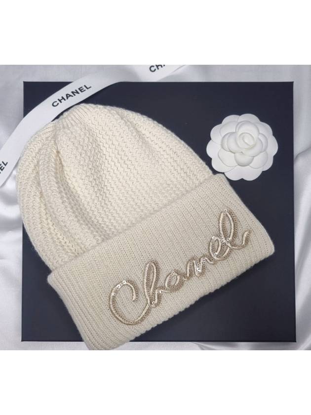 Cashmere Logo Beanie AA8313 Ivory - CHANEL - BALAAN 2