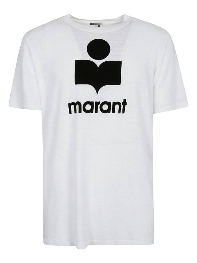 Karman Logo Print Linen Short Sleeve T-Shirt White - ISABEL MARANT - BALAAN 3