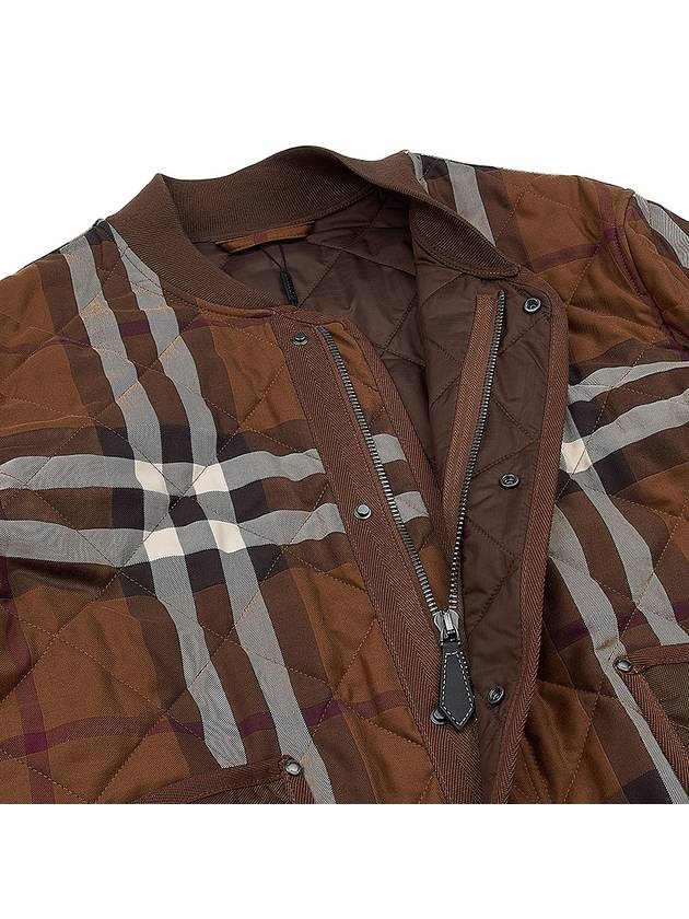 Check Stripe Quilted Bomber Jacket Brown - BURBERRY - BALAAN 11