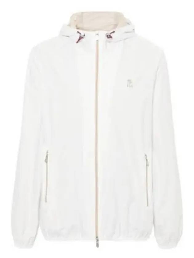 Embroidered Logo Zip-up Hoodie White - BRUNELLO CUCINELLI - BALAAN 2