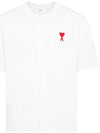 Small Heart Logo Boxy Fit Short Sleeve T-Shirt White - AMI - BALAAN 3