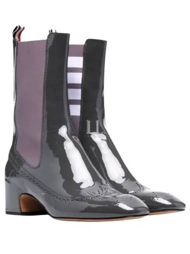 Soft Patent Leather Mid 4 Bar Stripe Chelsea Boots Black - THOM BROWNE - BALAAN 2