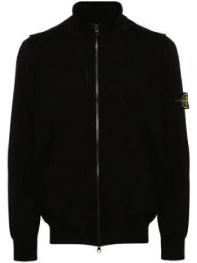 Wappen Patch Cotton Zip-Up Cardigan Black - STONE ISLAND - BALAAN 2