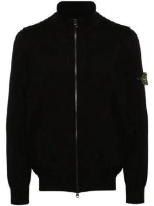 Wappen Patch Cotton Zip-Up Cardigan Black - STONE ISLAND - BALAAN 2