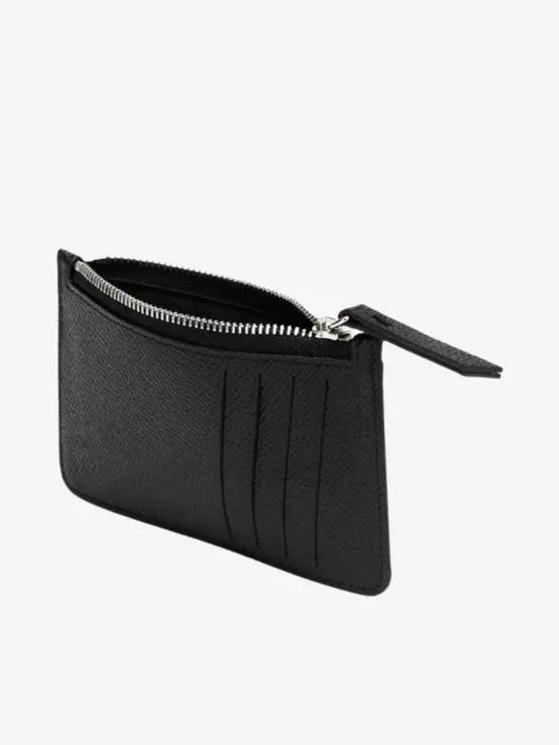 Pebble Leather Stitch Logo Zipper Card Wallet Black - MAISON MARGIELA - BALAAN 4