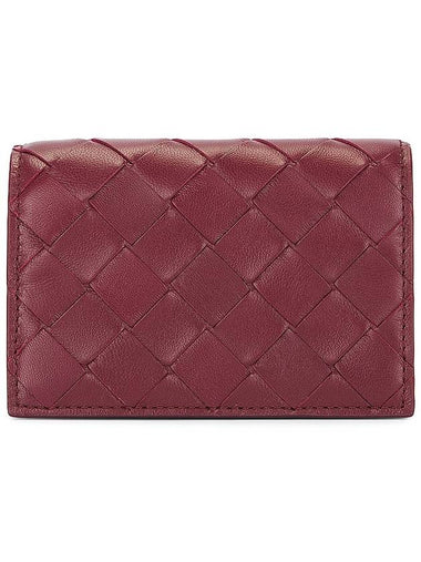 Intrecciato Flap Business Card Wallet Cherry - BOTTEGA VENETA - BALAAN 1