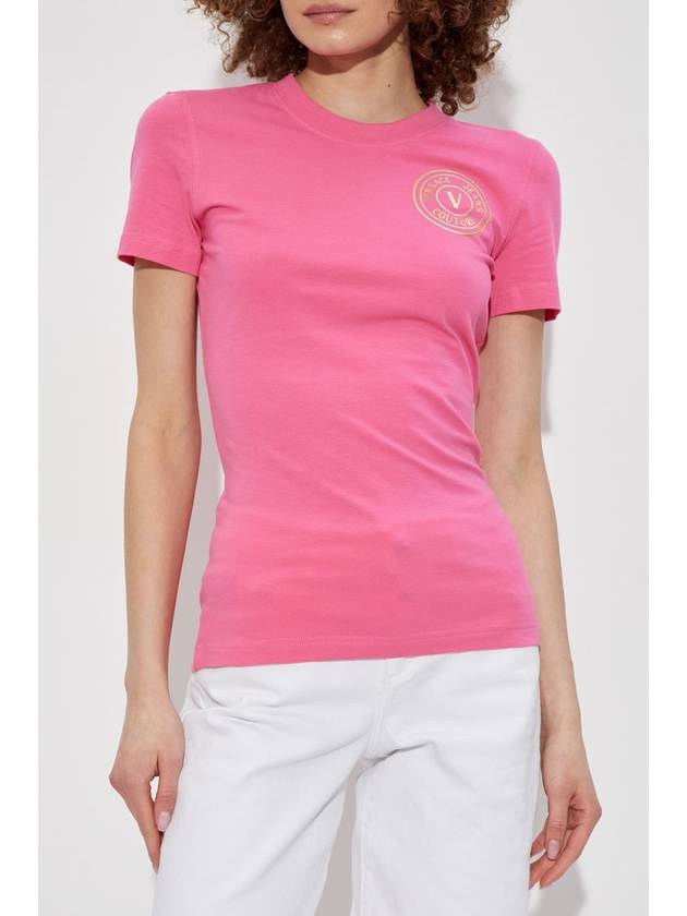 Versace Jeans Couture T-shirt With Printed Logo, Women's, Pink - VERSACE - BALAAN 3