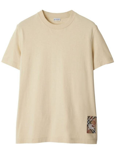 Check Label Cotton Short Sleeve T-Shirt Beige - BURBERRY - BALAAN 2