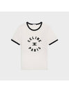 Flocking Logo Cotton Short Sleeve T-Shirt Cream - CELINE - BALAAN 2