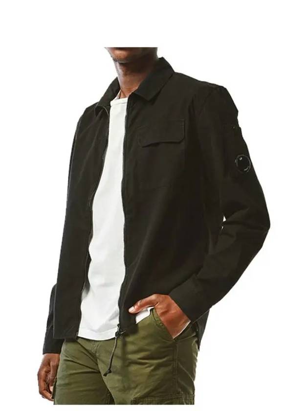 Gabardine Zip Up Long Sleeve Shirt Black - CP COMPANY - BALAAN 3