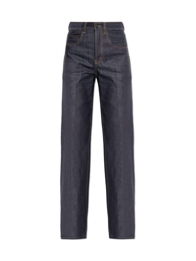 High Rise Denim Straight Jeans Blue - SAINT LAURENT - BALAAN 2