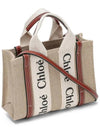 Woody Linen Canvas Calfskin Tote Bag White Brown - CHLOE - BALAAN 4