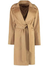 Women's Tigre Wool Wrap Single Coat Camel - MAX MARA - BALAAN 3