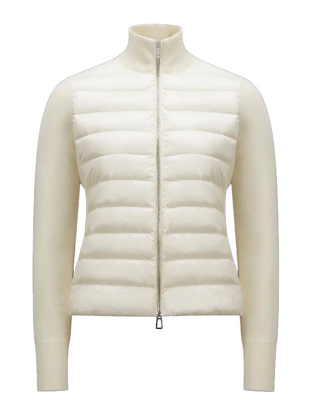 High Neck Padded Wool Cardigan White - MONCLER - BALAAN 1