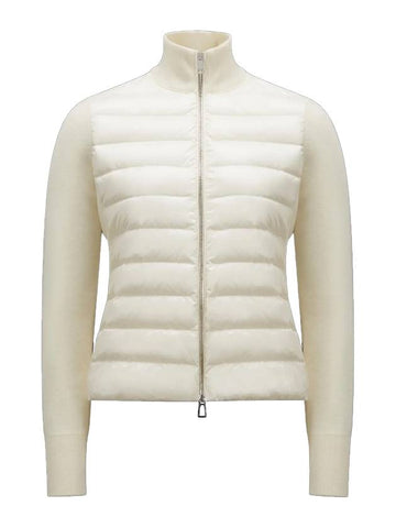 High Neck Padded Wool Cardigan White - MONCLER - BALAAN 1