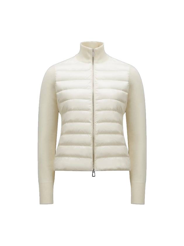 High Neck Padded Wool Cardigan White - MONCLER - BALAAN 1