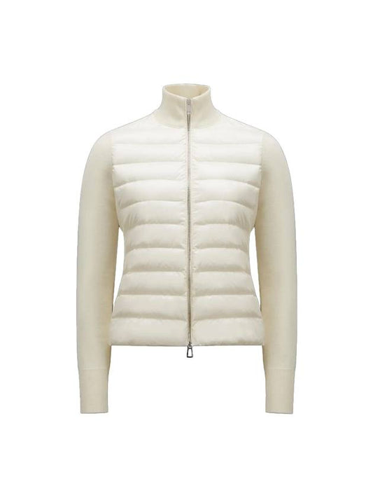 High Neck Padded Wool Cardigan White - MONCLER - BALAAN 1