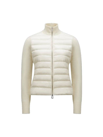 High Neck Padded Wool Cardigan White - MONCLER - BALAAN 1