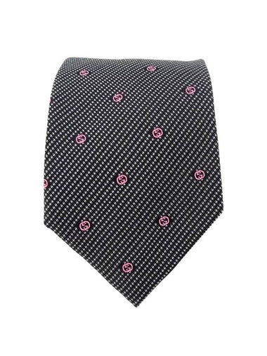 GG Dot Pattern Silk Tie Grey Pink - GUCCI - BALAAN 1