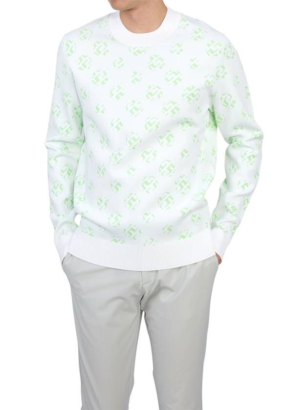 Men's Golf Gus Jacquard Crew Neck Sweatshirt White - J.LINDEBERG - BALAAN 6