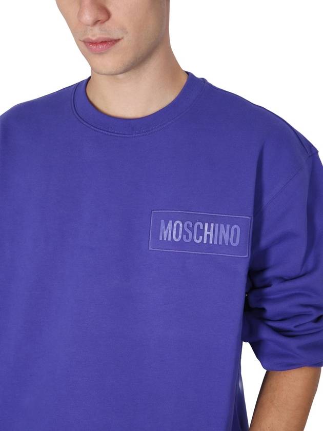 Chest Logo Round Neck Sweatshirt Blue - MOSCHINO - BALAAN 5