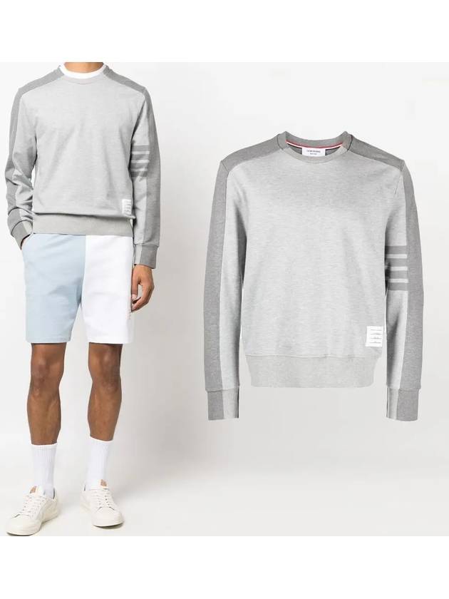 4 Bar Stripe Two Tone Loopback Sweatshirt Grey - THOM BROWNE - BALAAN 2