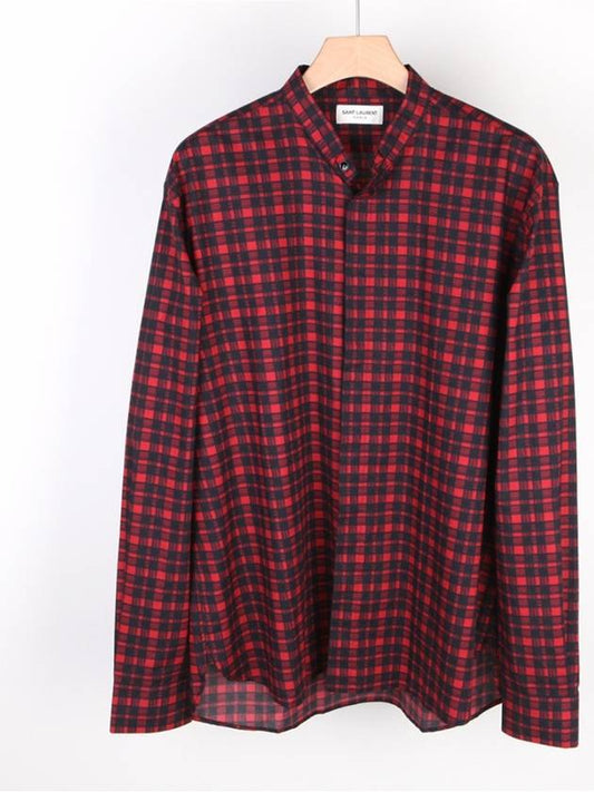 Mini collar checkerboard shirt red black MJ1467312 - SAINT LAURENT - BALAAN 1