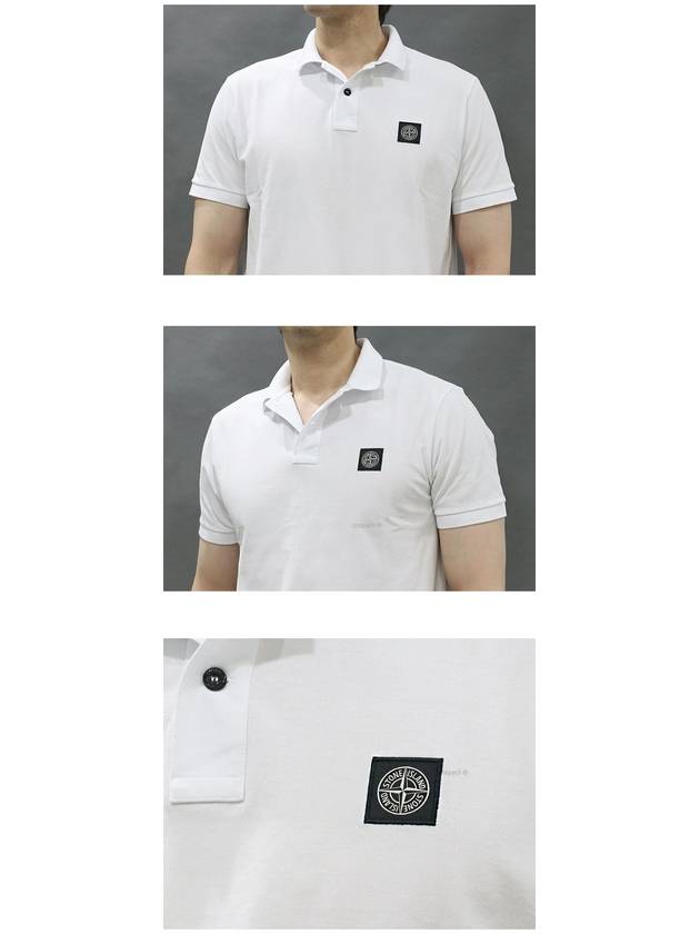 Men's Logo Patch Polo Shirt White - STONE ISLAND - BALAAN 6