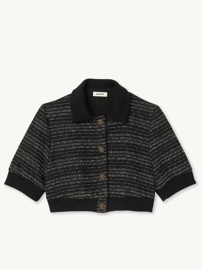 Women's Cropped Tweed Jacket Black - SANDRO - BALAAN 2