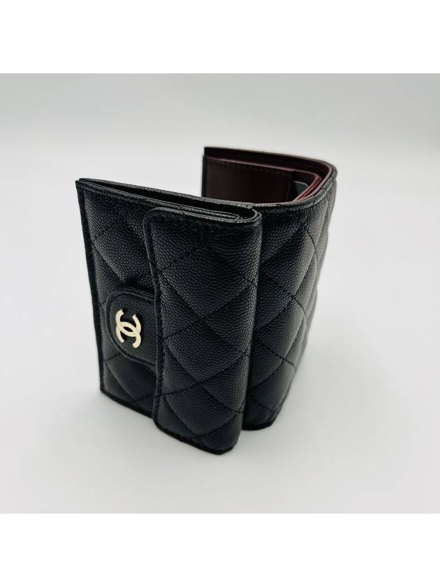 Classic Caviar Gold Plated Small Flap Half Wallet Black - CHANEL - BALAAN 4