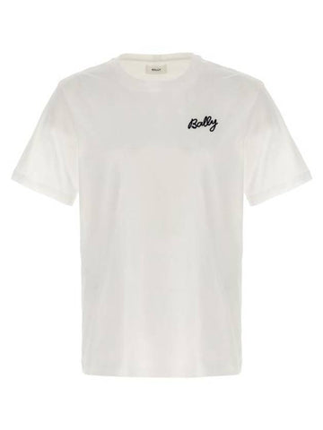 Embroidered Logo Short Sleeve T-Shirt White - BALLY - BALAAN 1