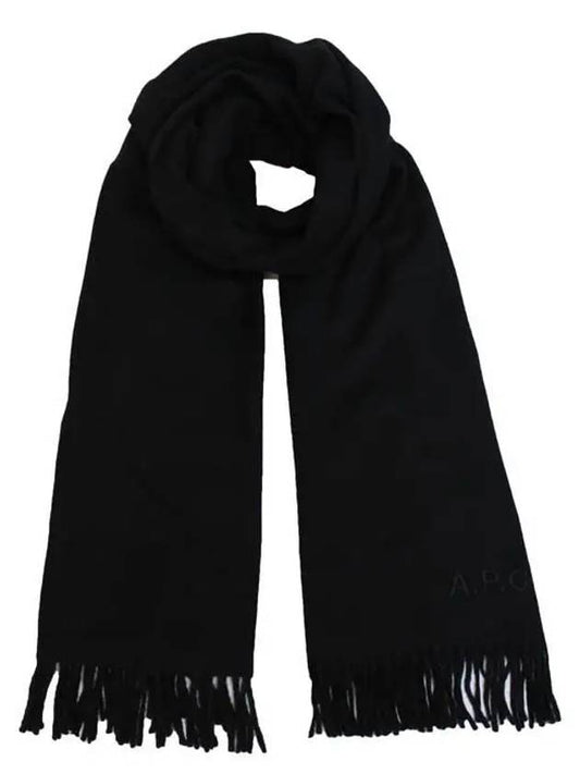 1017 ALYX 9SM signature logo embroidered wool muffler black - A.P.C. - BALAAN.