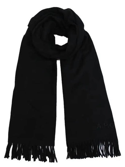 Signature Embroidered Logo Wool Muffler Black - A.P.C. - BALAAN 2