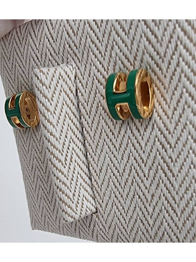 Mini Pop H Earrings Gold Malachite - HERMES - BALAAN 4