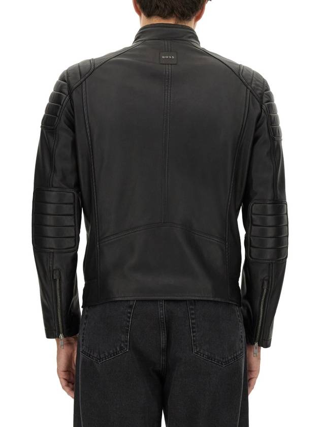 Regular fit leather jacket black - HUGO BOSS - BALAAN 3