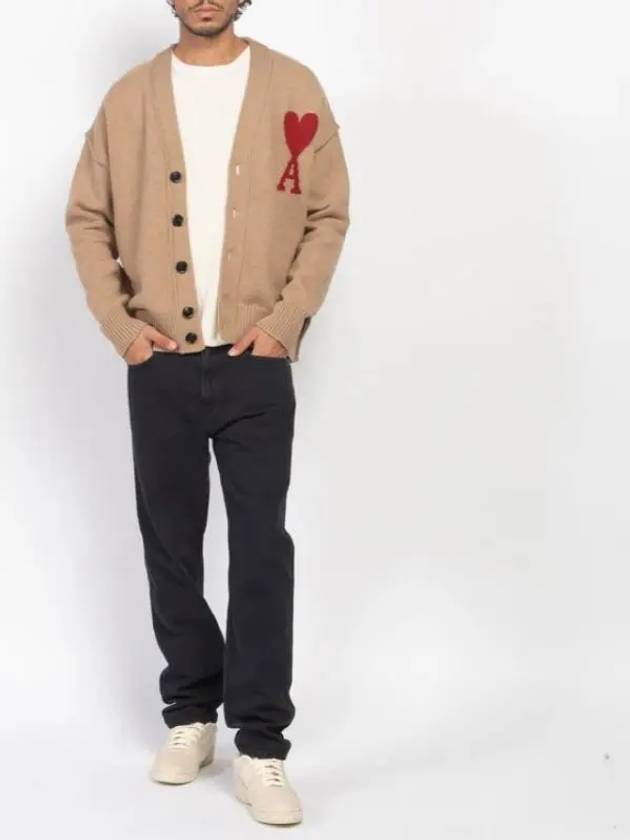 De Coeur Logo Wool Cardigan Camel - AMI - BALAAN 5