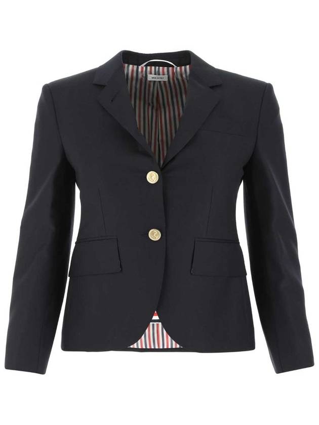 Women's Twill Slim Fit Single Breasted Wool Jacket Navy - THOM BROWNE - BALAAN 2