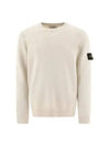 Logo Patch Lambswool Crewneck Knit Top Beige - STONE ISLAND - BALAAN 2