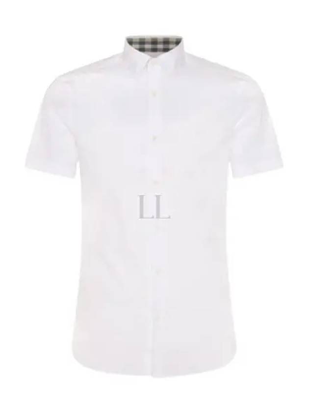 Men's Logo Cotton Short Sleeve Shirt White - BURBERRY - BALAAN 2