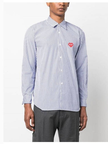 Pixel Red Heart Waffen Striped Shirt - COMME DES GARCONS - BALAAN 1