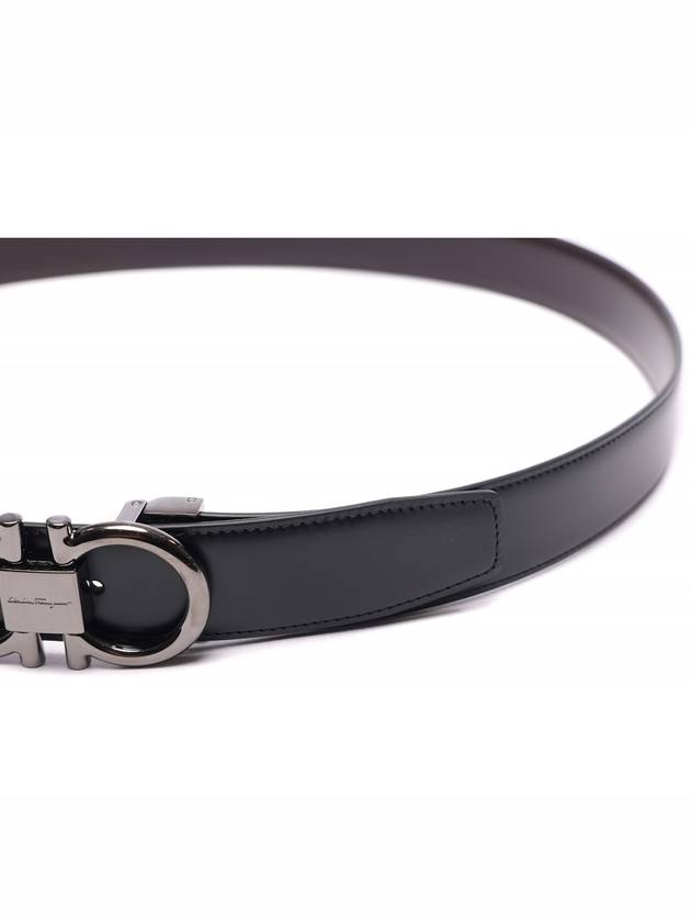 Gancini Reversible Adjustable Calfskin Leather Belt Black - SALVATORE FERRAGAMO - BALAAN 6