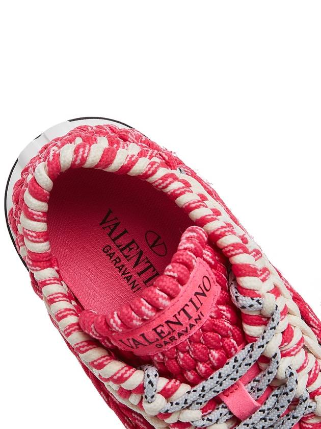 Fabric Crochet Low-Top Sneakers Pink - VALENTINO - BALAAN 8