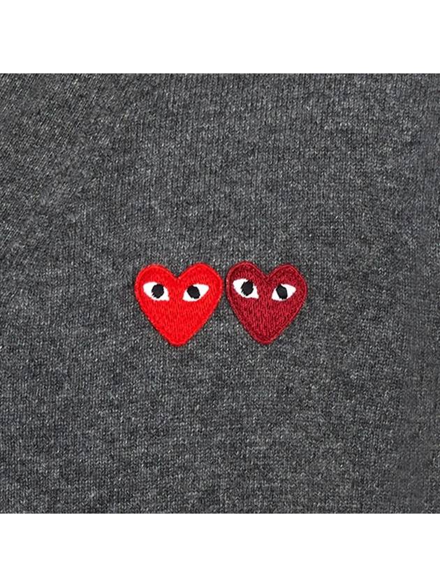 Double Heart V-neck Cardigan Grey - COMME DES GARCONS - BALAAN 5