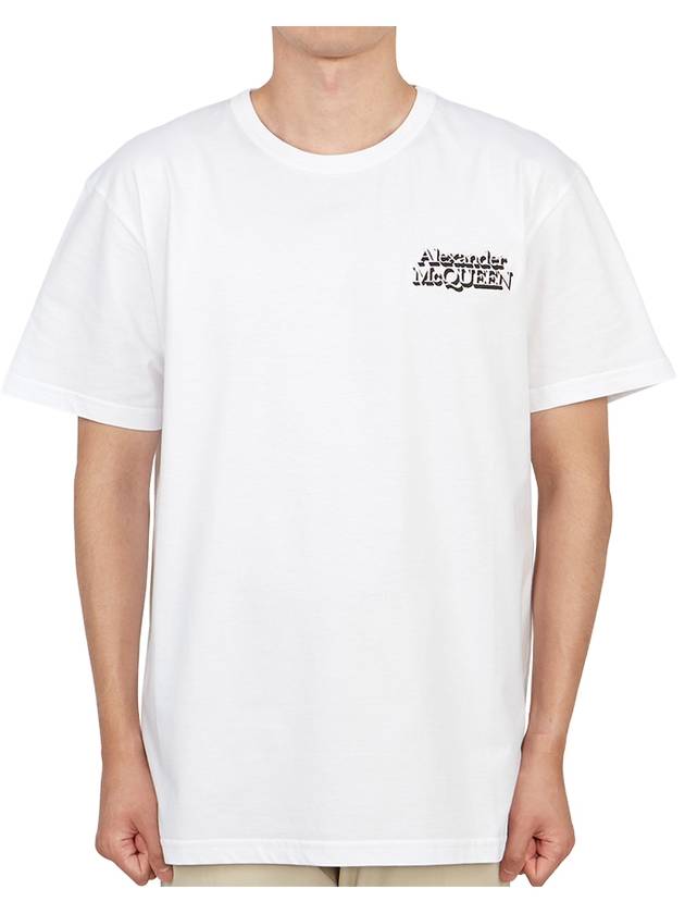 Men's Logo Embroidery Short Sleeve T-Shirt White - ALEXANDER MCQUEEN - BALAAN 2